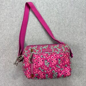 Vera Bradley Crossbody Bag Women Small Pink Floral Canvas Adjustable Strap